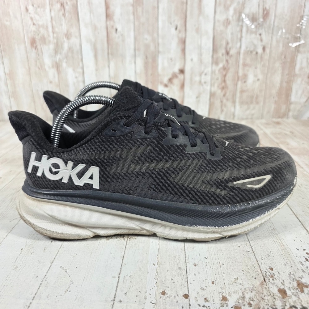 Hoka Clifton 9 Womens Running Shoes Black White 1127896 BWHT Size 9.5B
